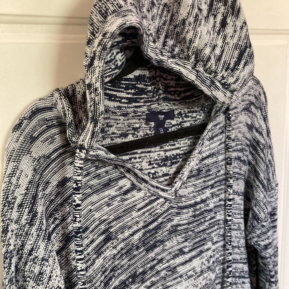 5/20$❤️🔥GAP💫Women’s Blue Marbled Knit Hooded Sweater - Picture 8 of 13